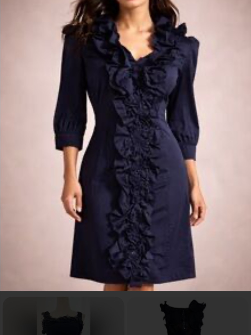 Flavio Castellani Made in Italy Navy Ruffle-Front Mini Dress